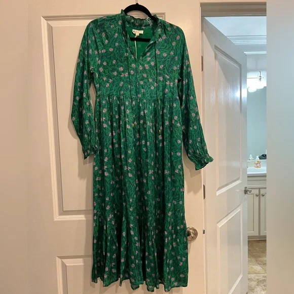 roller rabbit green dress Cane Sofie Dress